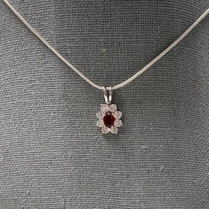 Lab Created Diamond and Ruby Necklace